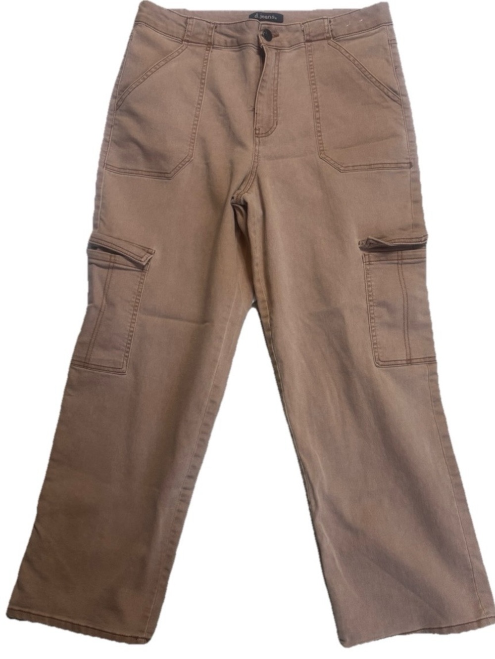 D. Jeans Women’s Cargo Pants Size 14 Tan Brown Utility Casual Stretch Pockets